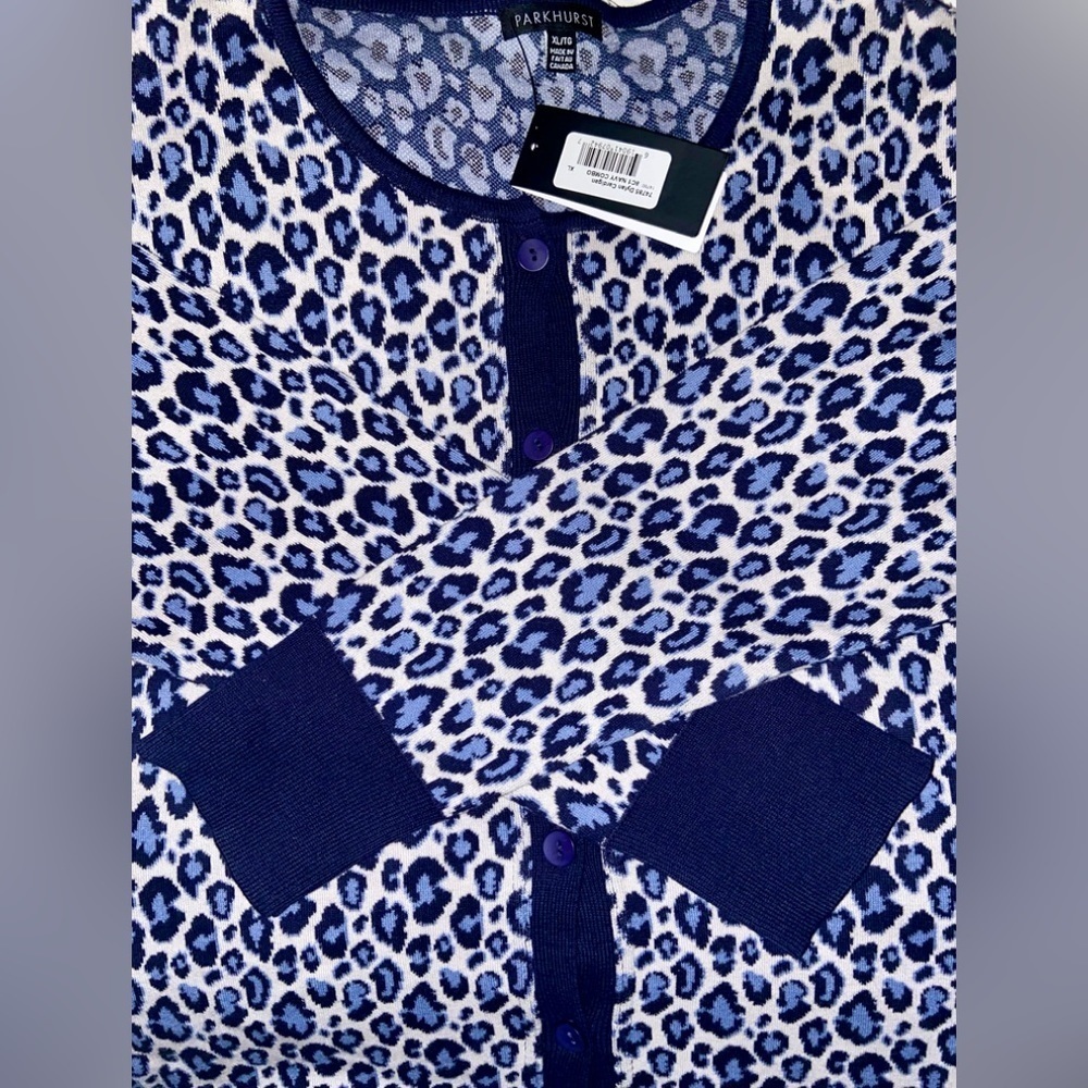 PARKHURST cheetah print Dylan Cardigan size XL - Picture 6 of 12